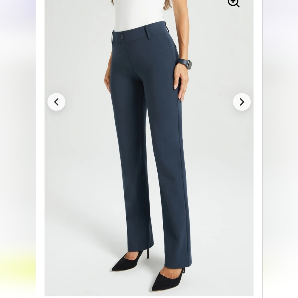 Betabrand Classic DPYP Dress Pant Yoga Pant Straight Navy Size Medium